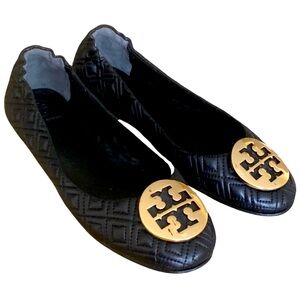 Tory Burch Black Quilted Minnie Ballet Flats